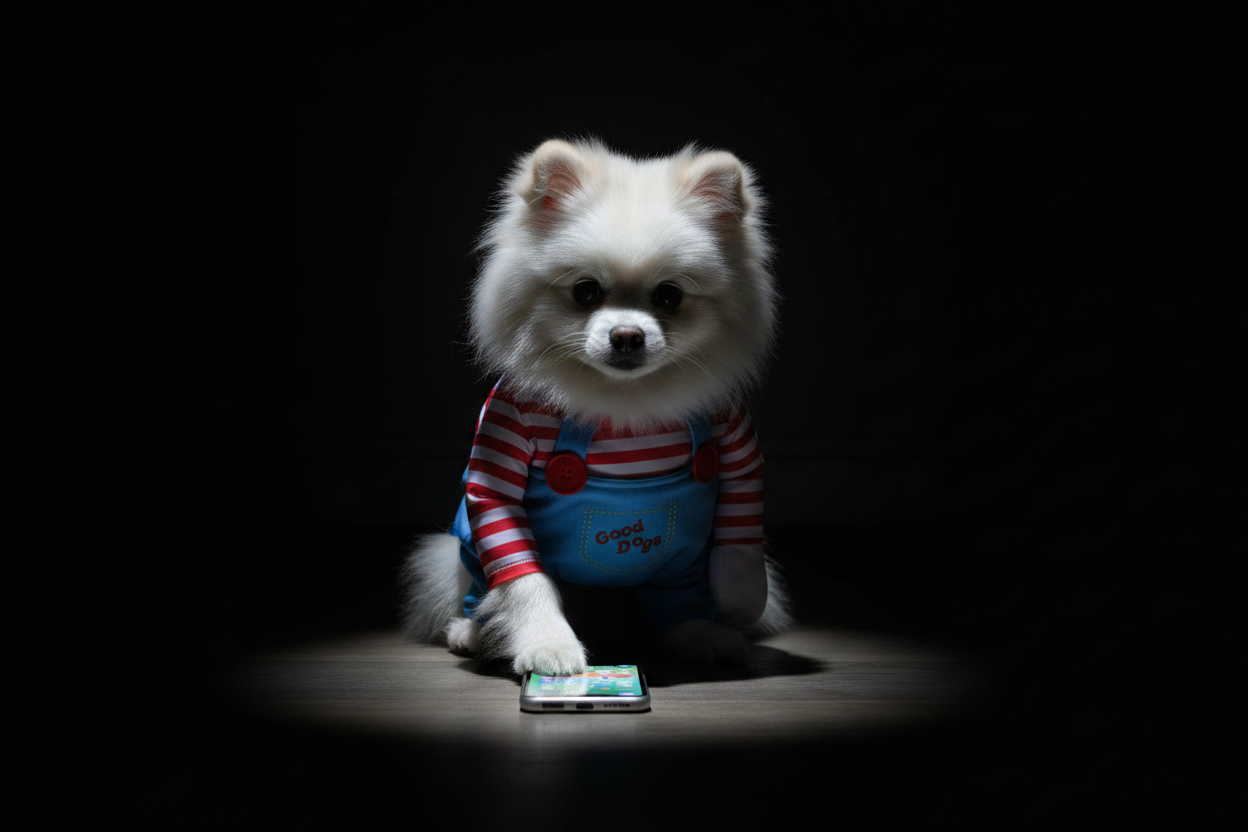 Chien Chucky dans l'obscurité
